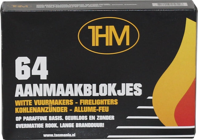 1X Barbecue aanmaakblokjes - BBQ aanmaak - BBQ - Aanmaakblokjes THM wit paraffine - 64 stuks - aanmaakblokjes kopen - aanmaakblokjes wit