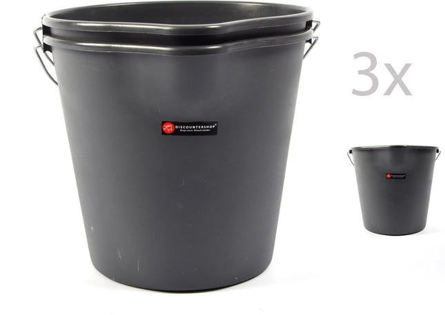 Bouwemmer - 12L - Met tuit -  3 stuks