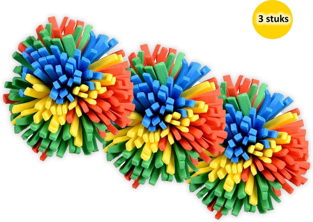 Katten speelgoed - speelgoed hoepsy pompen multi kleur 6 cm - 3 stuks in de verpakking