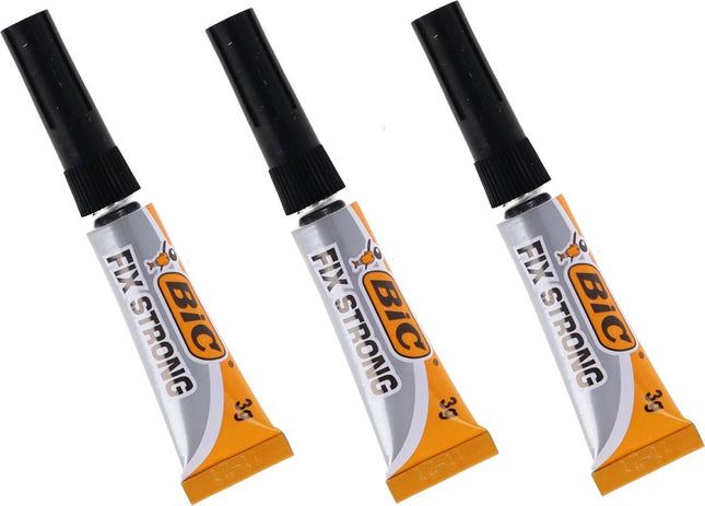 Secondelijm 3 stuks- BIC secondelijm - 3 gram per lijm