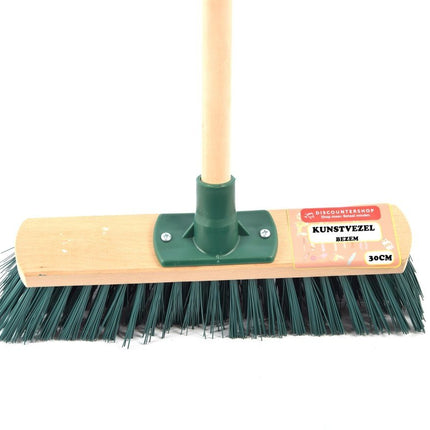 Bezem 30 cm inclusief staal 120 cm groen Huishouden Bezem stevig 