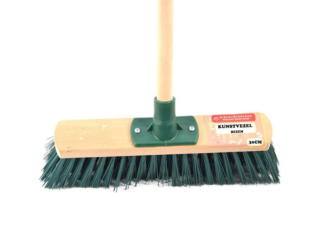 Bezem 30 cm inclusief staal 120 cm groen Huishouden Bezem stevig 