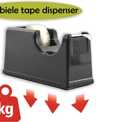 Plakbandhouder – Zwart – Inclusief 6 Rollen Plakband - Kantoorbenodigdheden Online