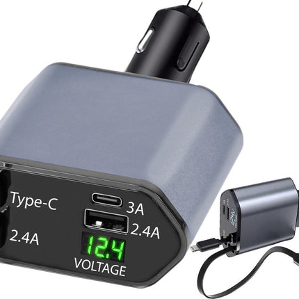 Autolader 12V Snellader USB C & Lightning - 4-in-1 Oplader voor iPhone, Apple, Android & Samsung - Universele Autolader met Meerdere Aansluitingen