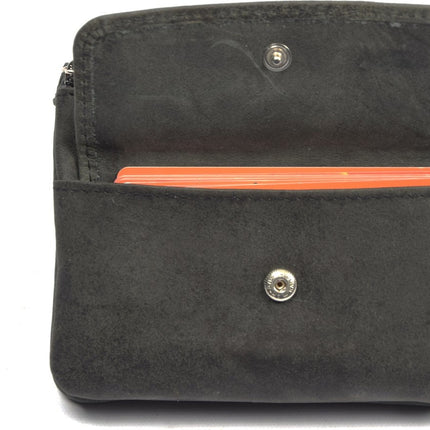 4East® |Sleuteletui portemonnee|Zwart | portemonnee etui - ring portemonnee - pasjeshouder met rits - rits portemonnee - 3 ritsen portemonnee - buffelleer portemonnee - portemonnee met RFID  