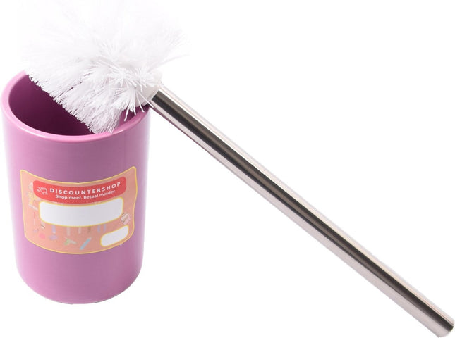 Toiletborstel met houder keramiek Toiletborstel 37 cm - keramiek - RVS Paars 2-delig