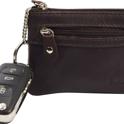 Autosleutel RFID Antidiefstal met YKK risten- Keyless Entry Go Sleutel Etui Hoesje Sleuteletui portemonnee - portemonnee etui - ring portemonnee - pasjeshouder met rits - rits portemonnee - 2 ritsen portemonnee - buffelleer portemonnee