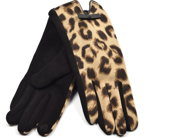 Zachte dames handschoenen Let's Snake| Zwart Camel |Slangenprint |Handschoenen Dames Handschoenen Warm Touch - Trendy handschoenen voor winter look - Handschoenen touchscreen