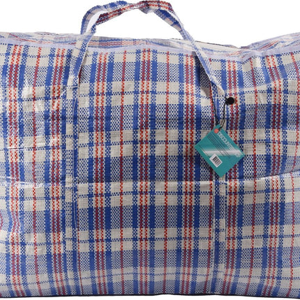 Discountershop® XL Opbergtas 95 liter | Big shopper Jumbo shoppers | Reistas extra groot | Grote boodschappentas | Zak geruit | Mega tas | Wastas | Boodschappentas met rits – 3 stuks -opbergtas