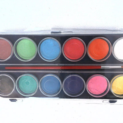 Waterverf | 12 kleuren | In handig doosje | Met penseel | Verven | Knutselen | Hobby