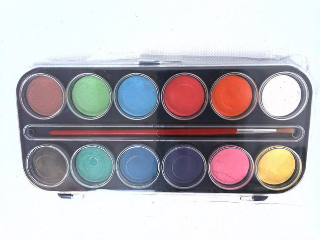 Waterverf | 12 kleuren | In handig doosje | Met penseel | Verven | Knutselen | Hobby