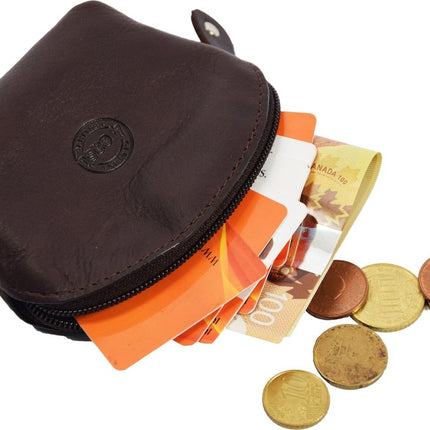 Portemonnee biefgeld muntgeld en creditcard - pasjes - vakantie portemonnee - Compact portemonnee - Buffelleer portemonnee - Kleine portemonnee - Portemonnee - Ronde portemonnee