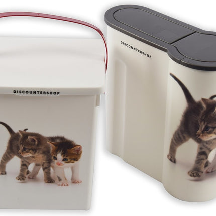 2 stuks Voedselcontainer Kattenbak en hondenbak-4liter - Kattencontainer - Katten- honden -Dierenvoederbox 