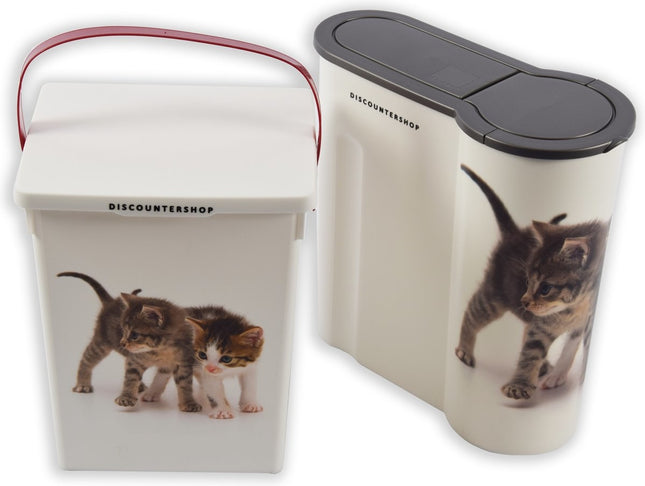 2 stuks Voedselcontainer Kattenbak en hondenbak-4liter - Kattencontainer - Katten- honden -Dierenvoederbox 