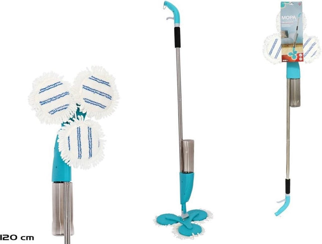 Vloerwisser met reservoir 120 cm aluminium blauw.