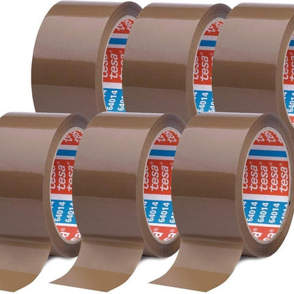 VERPAKKINGSTAPE TESA 64014 50MMX66M BRUIN 6 STUKs - 6 Rollen verpakkingstape bruin 50 mm x 66 meter - Handig en knutselen - VERPAKKINGSTAPE TESA 64014 50MMX66M BRUIN 6 STUKs