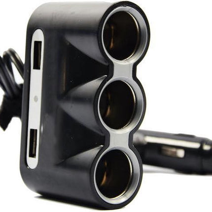 Auto 12v splitter stekkerdoos 3-voudig met 2 USB poorten