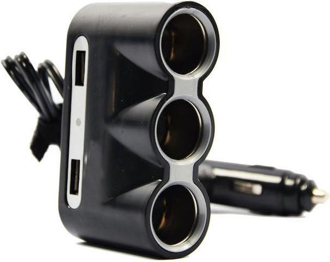 Auto 12v splitter stekkerdoos 3-voudig met 2 USB poorten