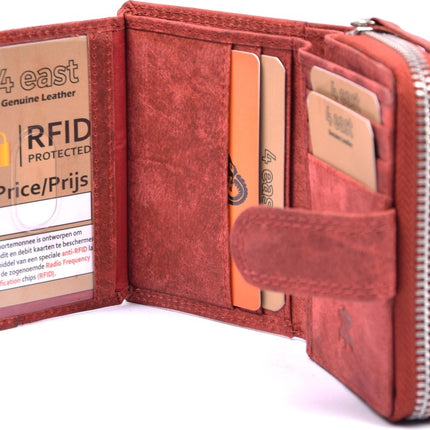 Portemonnee - Portemonnee dames - Portemonnee heren - Portemonnee pasjes - RFID Protected Anti skim - 4East - 4E-209 - Rood