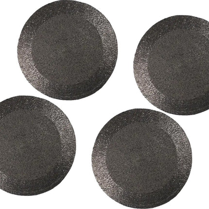 Placemats - Rond - 30 cm - 4 stuks - Onderlegger - Hitte bestendig - Donkergrijs - Luxe uitstraling beaded Placemat