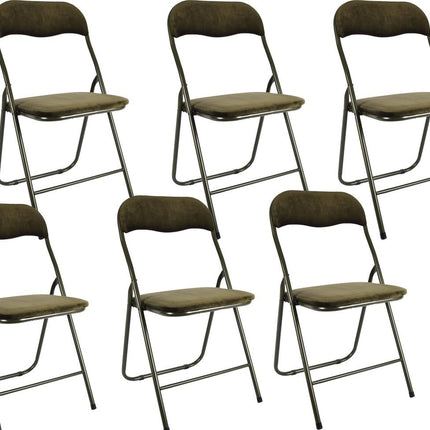 6x Klapstoel met zithoogte van 43 cm Vouwstoel velvet zitvlak en rug bekleed - stoel - tafelstoel- tafelstoel - klapstoel - Velvet klapstoel - Luxe klapstoel - Met kussentjes - Stoelen - Klapstoelen - Stoeltje - Premium chair Groen