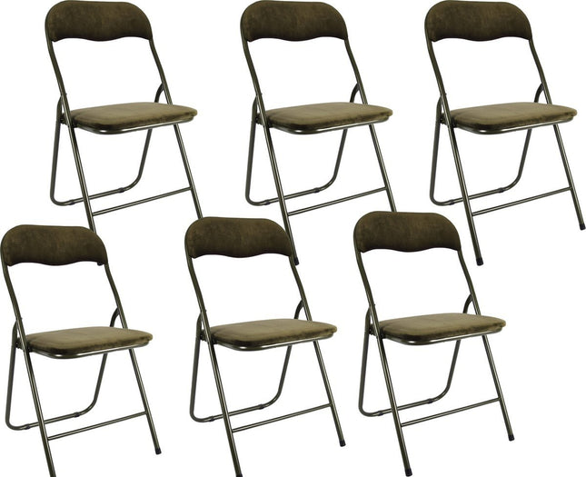 6x Klapstoel met zithoogte van 43 cm Vouwstoel velvet zitvlak en rug bekleed - stoel - tafelstoel- tafelstoel - klapstoel - Velvet klapstoel - Luxe klapstoel - Met kussentjes - Stoelen - Klapstoelen - Stoeltje - Premium chair Groen