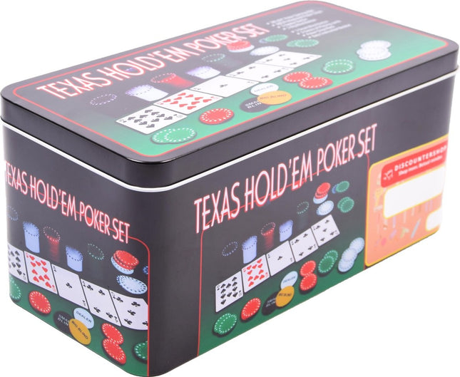 Texas Hold Em Poker - Blackjack Set - Pro Pokerset Met 200 Poker Chips - Pokerkaarten Cards - Speelkleed