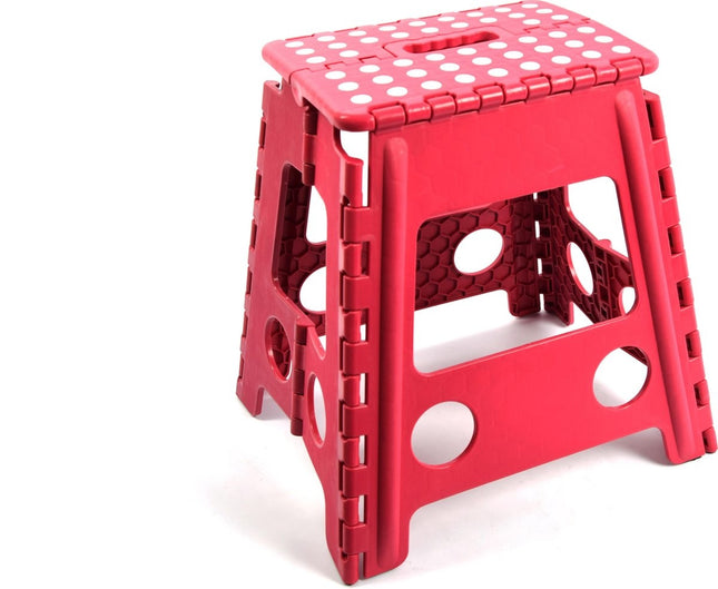 Opstapkruk - opstapkrukje - Badkamerkrukje  - Kruk - Badkamerkruk - Krukje - Trappetje - Kleine trap - Design - Kunststof - Kruk super handig - Krukje - Keukentrap - Keukentrapje - Opvouwbaar -Roze 39 cm - tot 150 kg