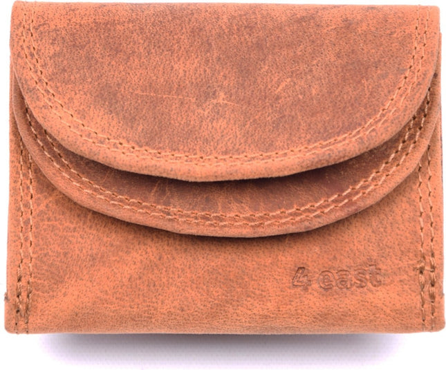 Portemonnee - portemonnee dames - portemonnee heren - portemonnee pasjes - portemonnee dames klein - Portemonnee klein - Portemonnees - 4E-1202 - Camel Portemonnee - Cognac