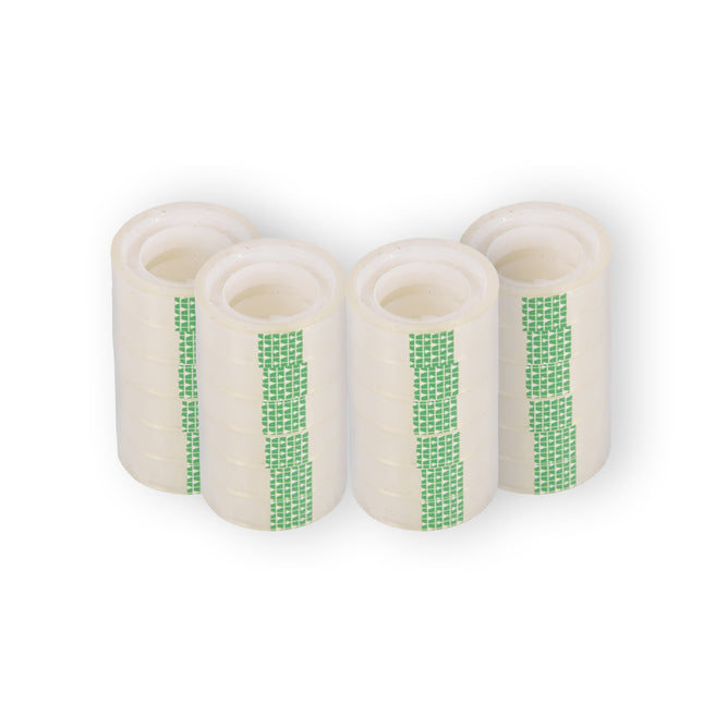 Set van 4 Doorzichtige Verpakkingstapes - Transparante Plakbandrollen van 12mmx10m - Plastic - 24 Stuks - Lichtgewicht 140g
