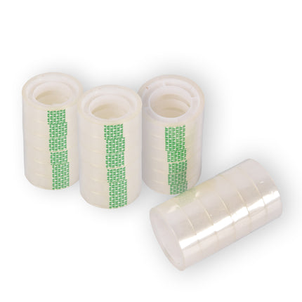 Set van 4 Doorzichtige Verpakkingstapes - Transparante Plakbandrollen van 12mmx10m - Plastic - 24 Stuks - Lichtgewicht 140g