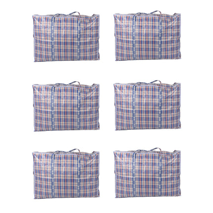 Grote XXL Opbergtas - Ruime Wastas voor Kleding - Blauw, Wit & Rood - 130L - 80cm x 58cm x 28cm - Lichtgewicht Kunststof - 6x Opbergtas met Rits