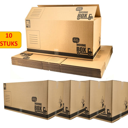 Verhuisdozen 125L - Set van 10 - Extra Grote Verhuisdozen - 80 x 40 x 40 cm - 70kg Draagkracht - Stevige  & Professioneel