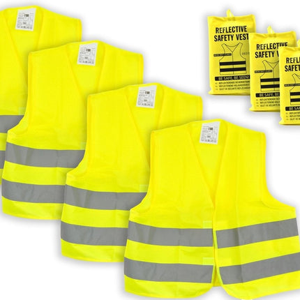 Veiligheidshesje 4 stuks in de verpakking - 4x veiligheidsvest in mooi zak Geel| Veilig safety | Veiligheidshesje | Bouw | Verkeer | veiligheidsvest voor veiligheidswaarschuwing - Geel