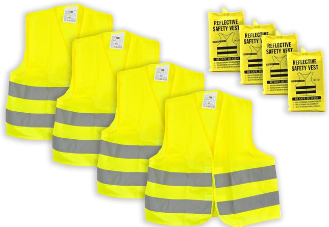 Veiligheidshesje 4 stuks in de verpakking - 4x veiligheidsvest in mooi zak Geel| Veilig safety | Veiligheidshesje | Bouw | Verkeer | veiligheidsvest voor veiligheidswaarschuwing - Geel