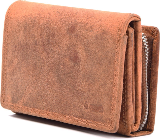 Portemonnee - portemonnee dames - portemonnee heren - portemonnee pasjes- Volledig leer- 4E-458 - RFID Protected Anti skim - 4East - Cognac - Camel - Portemonnee dames camel - Portemonnee Klein
