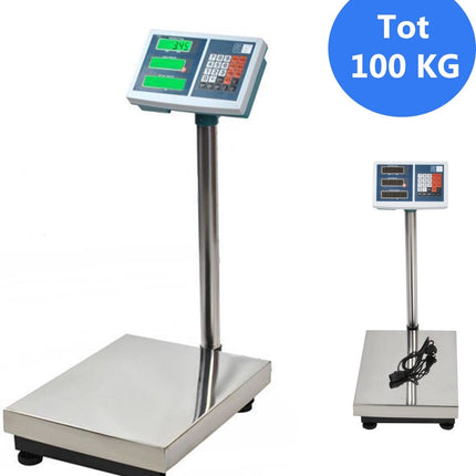 Discountershop® Digitale Platformweegschaal - 65 x 30 x 40 cm - Plateau Weegschaal - Tot 100 kg