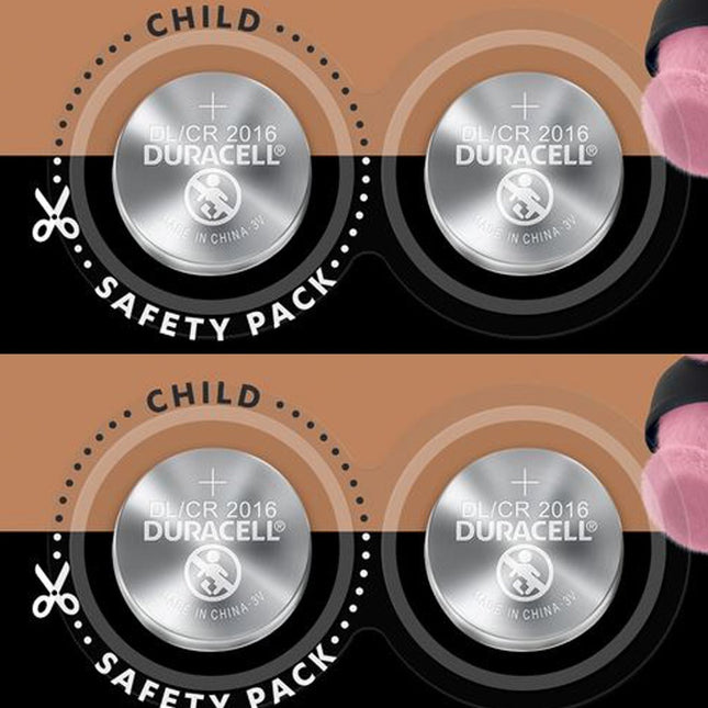 Duracell CR2016 - 4 stuk in verpakking - Professional Electronics 3V Lithium knoopcel - Duracell Lithium CR2016 3V - 4 stuks