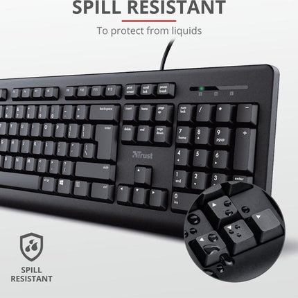Toetsenbord en Muis trust - QWERTY - Zwart Een simpel setje voor een goede basis