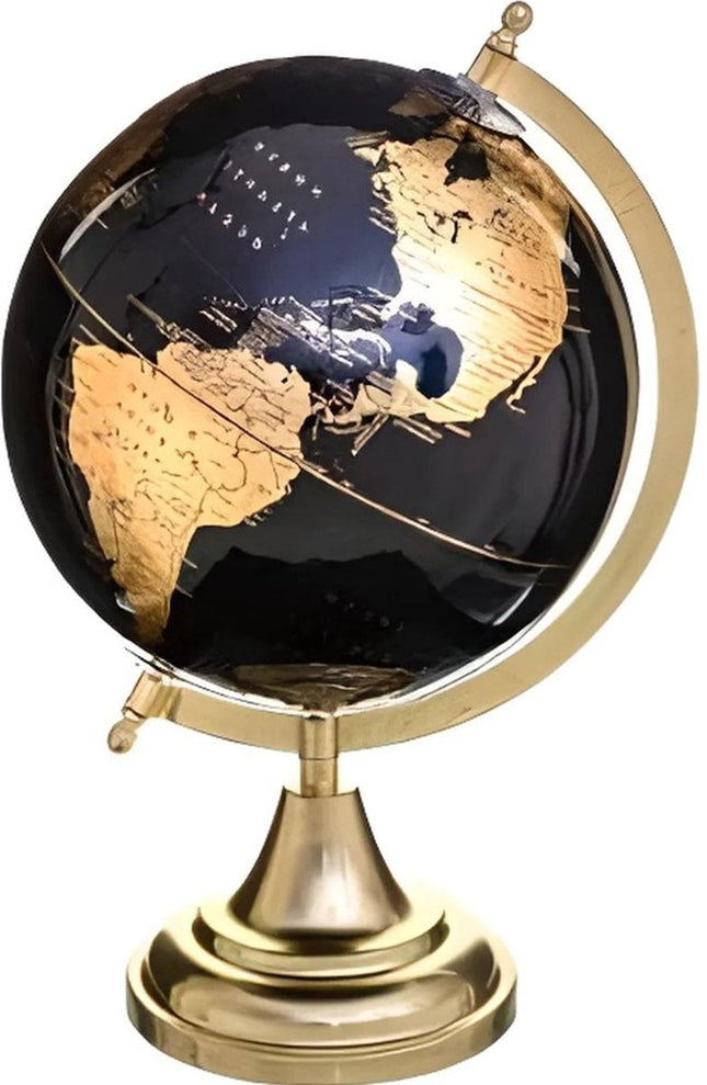 Wereldbol met metalen standaard - Diameter 21 cm - Wereldbol - Draaibare wereldbol globe Classic-Educatieve wereldkaart -Duurzame roestvrijstalen basic-Vintage look wereldbol op voet 20 cm - Woondecoratie met antieke uitstraling - Wereldbollen/globes