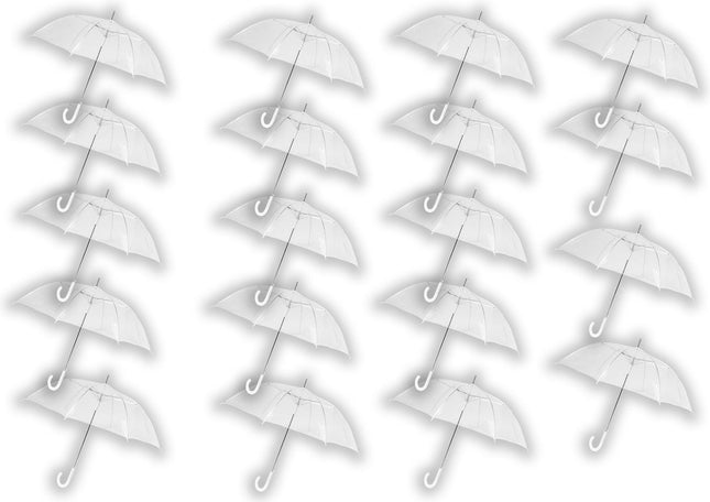 19 stuks Paraplu transparant plastic paraplu's 100 cm - doorzichtige paraplu - trouwparaplu - bruidsparaplu - stijlvol - bruiloft - trouwen - fashionable - trouwparaplu