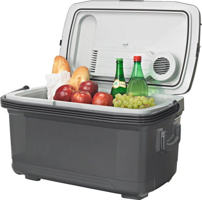 Koelbox 45 liter 12V/240V - Elektrische Koelbox - 45L - AC/DC met handvat en wielen - 12V/240V - Grijs-groen Koelt én verwarmt, dus ook handig als je eten warm wilt houden.