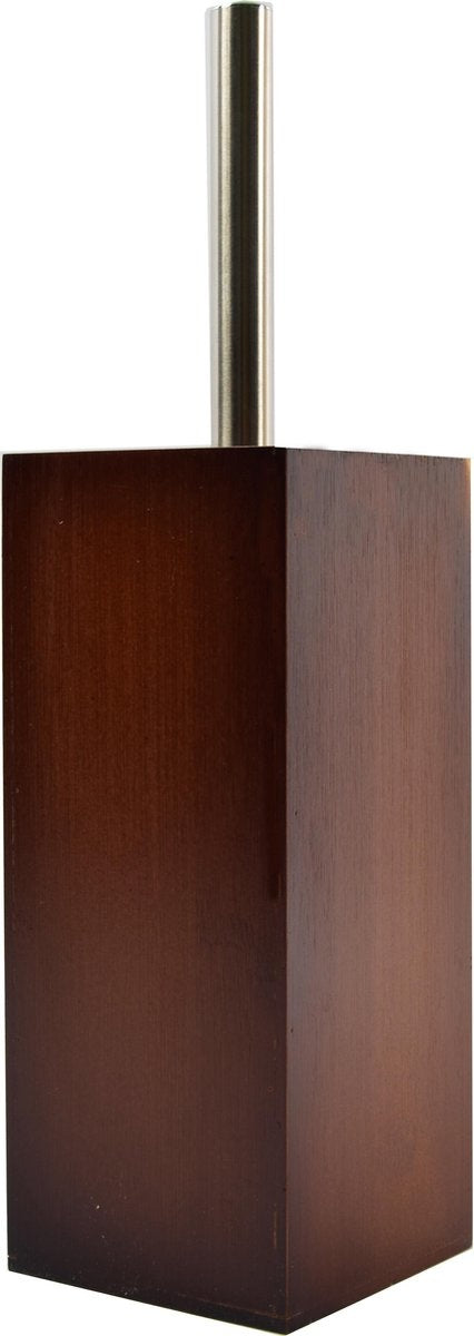 Toiletborstel hout 8mm dik - toiletborstels- WC Bamboe Donker kleur - Toiletborstelhouder met WC-Borstelhouder - Houten Borstelhouder - donkerbruin