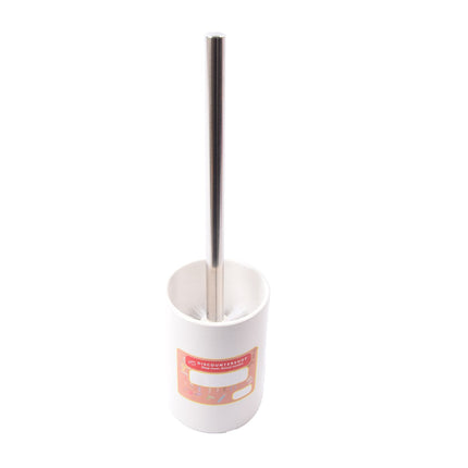 Toiletborstel met houder keramiek Toiletborstel 37 cm - keramiek - RVS Wit 2-delig 