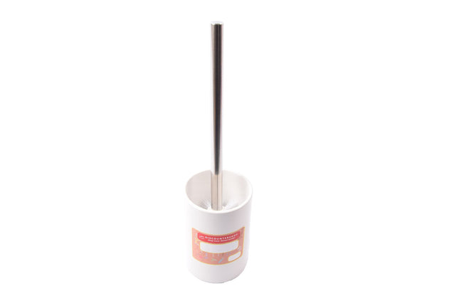 Toiletborstel met houder keramiek Toiletborstel 37 cm - keramiek - RVS Wit 2-delig 