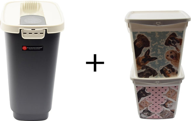 Set van 3x Voeropslag Hond en Kat | 6+4liter| Voedercontainer |Voerton |Hondenvoer/kattenbak |Katten |Voer | Kattencontainer | Droogvoer |Voedselbak | Container |Kattenbakvulling |Hondenbakvulling