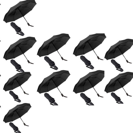 16x Automatische Stormparaplu - Paraplu – Automatisch, Opvouwbaar & Windproof tot 70 - 80 km p/u - Ø 95 cm - 7 panelen - Dubbele Laag - Zwart