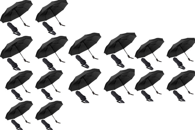 16x Automatische Stormparaplu - Paraplu – Automatisch, Opvouwbaar & Windproof tot 70 - 80 km p/u - Ø 95 cm - 7 panelen - Dubbele Laag - Zwart