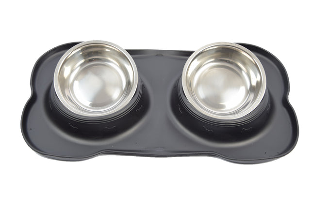  Voerbak hond van RVS 36 cm x 21 cm x 3 cm - hondenvoerbak , waterbak kat , honden drinkbak , Antislip hondenvoerbak 