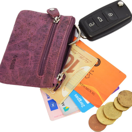 Autosleutel RFID Antidiefstal met YKK ritsen-RFID ALLEEN JE PASJES - Sleutel Etui Hoesje Sleuteletui portemonnee - portemonnee etui - ring portemonnee - pasjeshouder met rits - rits portemonnee - 2 ritsen portemonnee - buffelleer portemonnee -